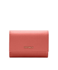 COCCINELLE METALLIC SOFT Hammered leather bifold wallet pink clay - Women&rsquo;s Wallets - 1