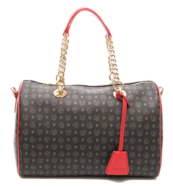 POLLINI Heritage Classic Bowler handbag, with shoulder strap black lacquer - Women’s Bags