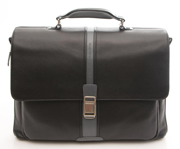 PIQUADRO briefcase X1 line. 15.6” laptop bag black / gray - Work Briefcases