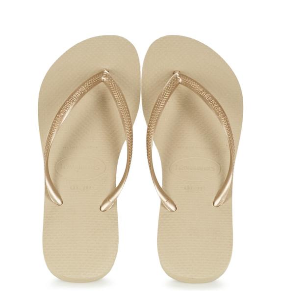 HAVAIANAS flip flops SLIM SAND GRAY / LIGHT GOLDEN - Women’s shoes