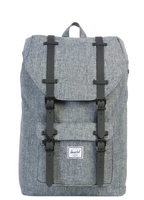 HERSCHEL backpack Model LITTLE AMERICA MID VOLUME, 13 "PC holder RAVEN CROSSHATCH - Backpacks & School and Leisure