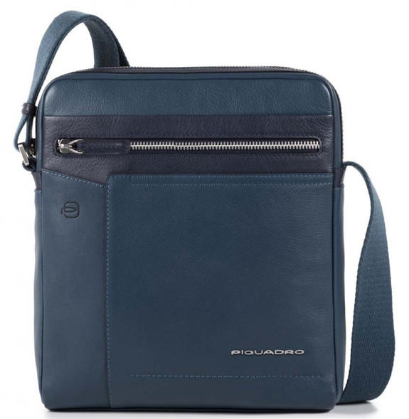 PIQUADRO shoulder bag CARY line, tablet holder blue - Over-the-shoulder Bags for Men