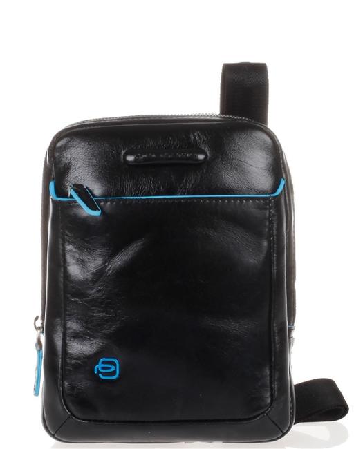 PIQUADRO bag BLUE SQUARE, tablet holder, in leather Black - Over-the-shoulder Bags for Men