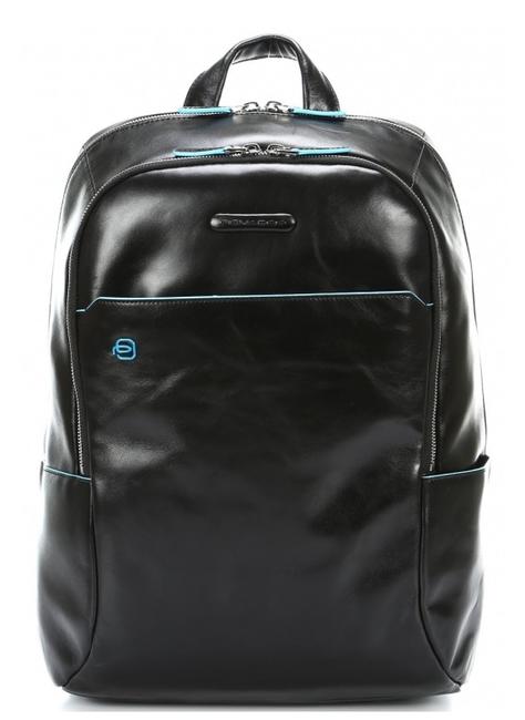 PIQUADRO backpack BLUE SQUARE line, leather Black - Laptop backpacks