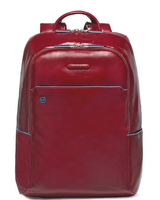 PIQUADRO backpack BLUE SQUARE line, leather RED - Laptop backpacks