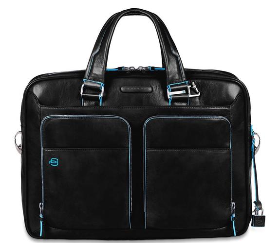 PIQUADRO folder BLUE SQUARE line, 14 "PC holder Black - Work Briefcases