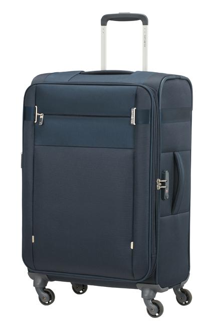 SAMSONITE trolley CITYBEAT, ultralight hand luggage, expandable blu navy - Semi-rigid Trolley Cases