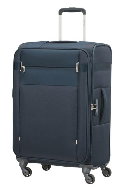 SAMSONITE trolley CITYBEAT, ultralight hand luggage, expandable BLUE - Semi-rigid Trolley Cases