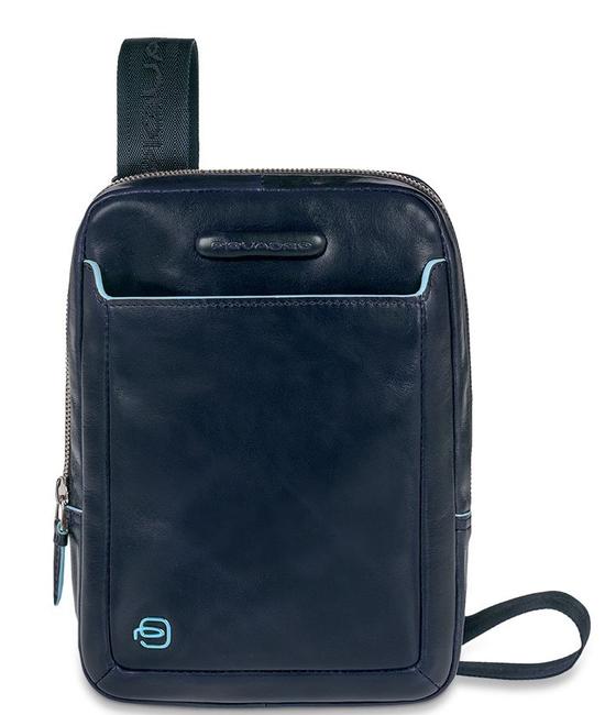 PIQUADRO bag BLUE SQUARE, tablet holder, in leather blue - Over-the-shoulder Bags for Men