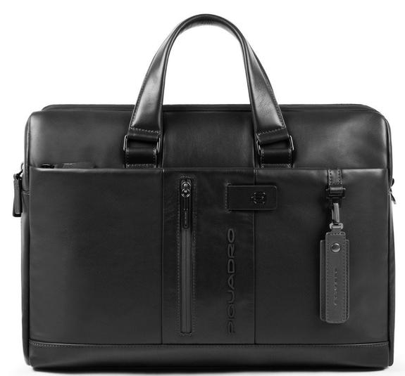 PIQUADRO folder URBAN, PC holder 15,6 ", in leather Black - Work Briefcases