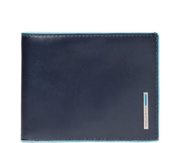 PIQUADRO wallet BLUE SQUARE, in leather, with RFID blue - Men’s Wallets