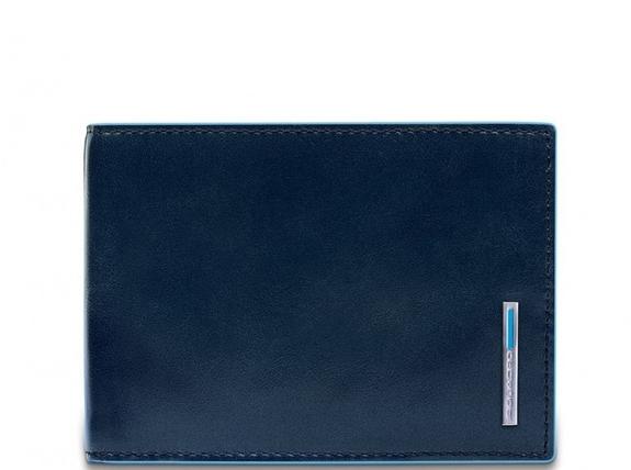 PIQUADRO wallet BLUE SQUARE line, in leather blue - Men’s Wallets