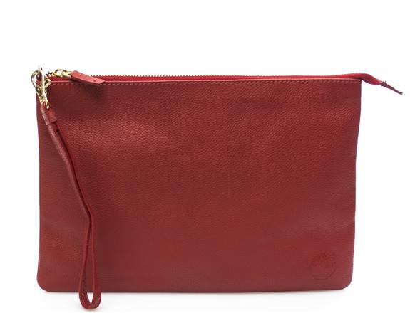 TIMBERLAND  Clutch bag with cuff, in leather RED - Women’s Bags