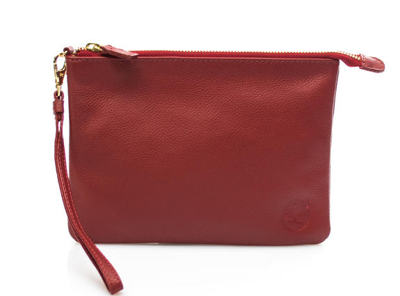 TIMBERLAND clutch bag Textured leather, small size RED - Women’s Bags