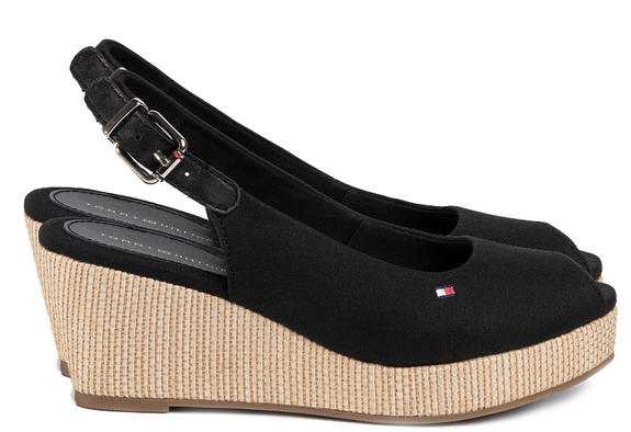 TOMMY HILFIGER TOMMY HILFIGHER Elba Wedge sandals BLACK - Women’s shoes