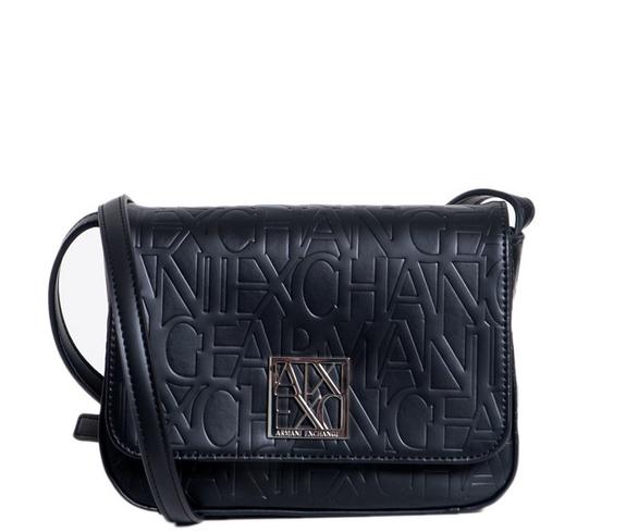 ARMANI EXCHANGE LOGO EMBOSSED Shoulder bag, logo print Black - Women’s Bags