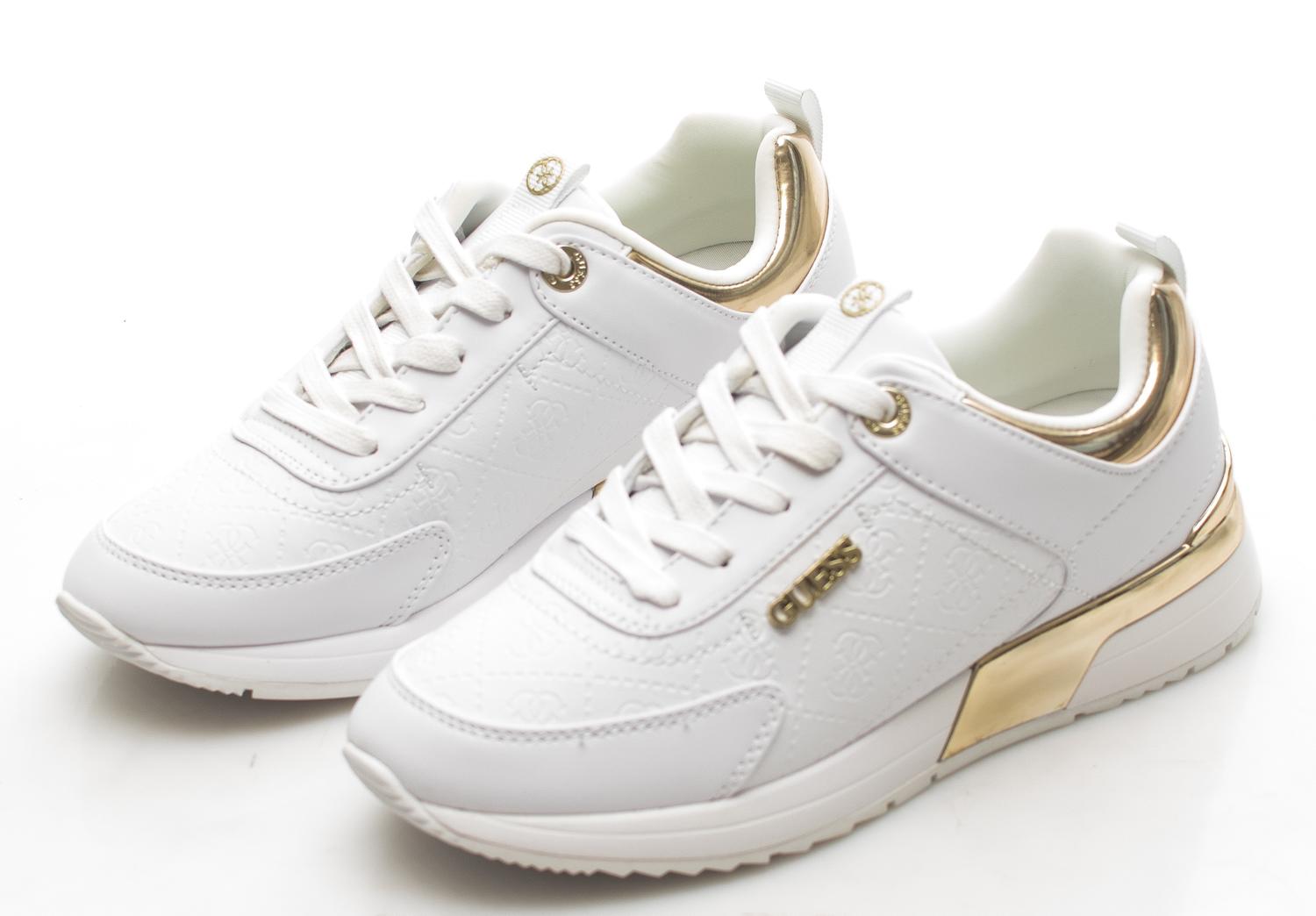 guess sneakers white and gold