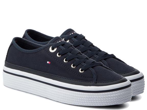 TOMMY HILFIGER  CORPORATE, Fabric sneakers NIGHT BLUE - Women’s shoes