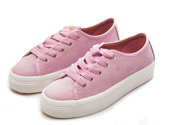 TOMMY HILFIGER  FLAG LOW CUT Leather sneakers Pink Lavender - Women’s shoes