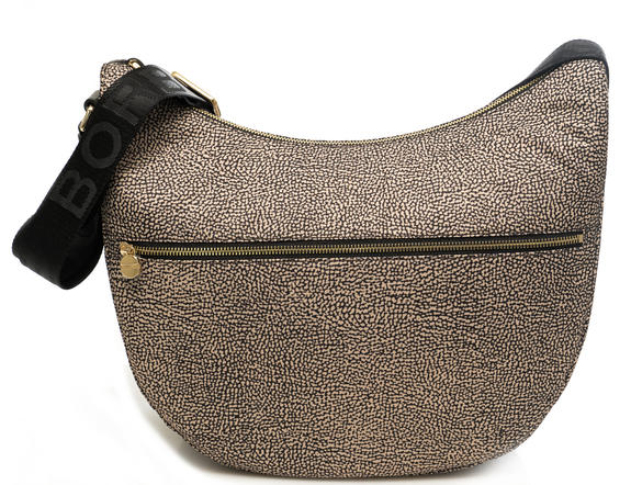 BORBONESE LUNA BAG MEDIUM LUNA Hobo bag, Medium OP / NATURAL / BLACK - Women’s Bags