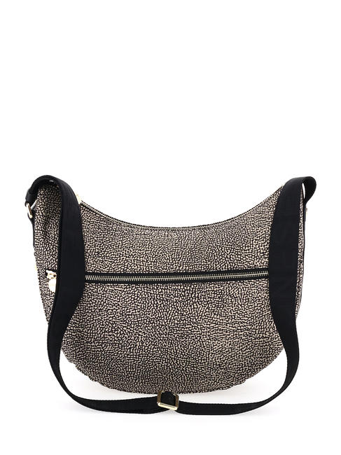 BORBONESE LUNA BAG MIDDLE ECO LINE LUNA Shoulder bag in jet fabric op OP / NATURAL / BLACK - Women’s Bags