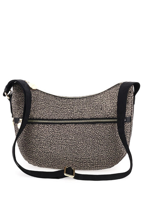 BORBONESE LUNA BAG SMALL ECO LINE LUNA Hobo bag, Small OP / NATURAL / BLACK - Women’s Bags
