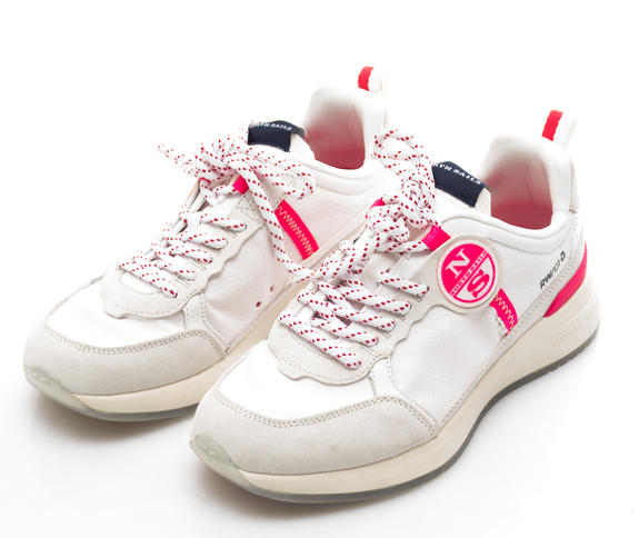 NORTH SAILS  ONE RW Sneakers in suede leather and fabric WHITE-FUCHSIA - Women’s shoes