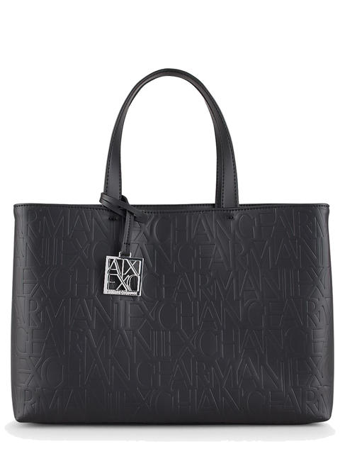 ARMANI EXCHANGE LOGO EMBOSSED Hand shopper, with shoulder strap Black - Women’s Bags