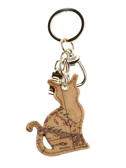 ALVIERO MARTINI PRIMA CLASSE  GEO print cat keychain NATURAL - Key holders