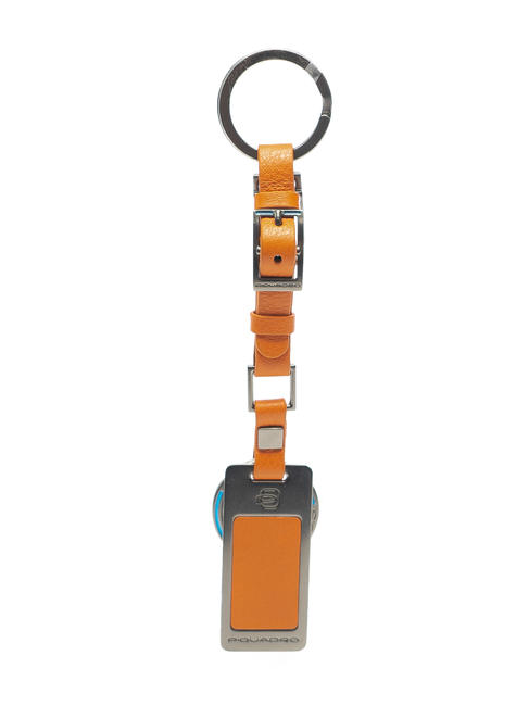 PIQUADRO  WASSILY Charm Keychain in leather and metal ORANGE - Key holders