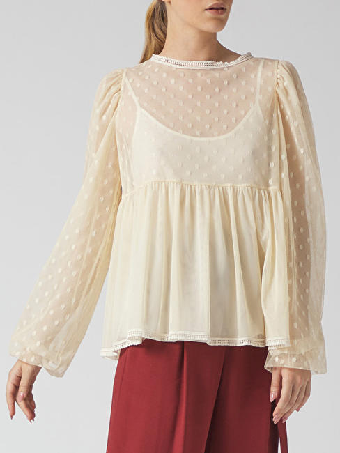 MANILA GRACE SEE-THROUGH See-through shirt with wide sleeves PANNA - Shirts