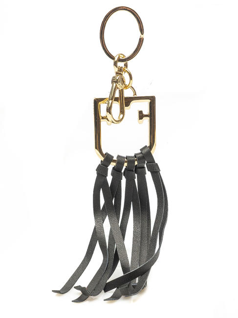 FURLA  CORONA Keyring Key ring in leather and metal Black - Key holders