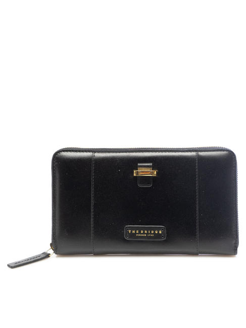THE BRIDGE VIGNA  Zip around leather wallet Black Gold - Women’s Wallets