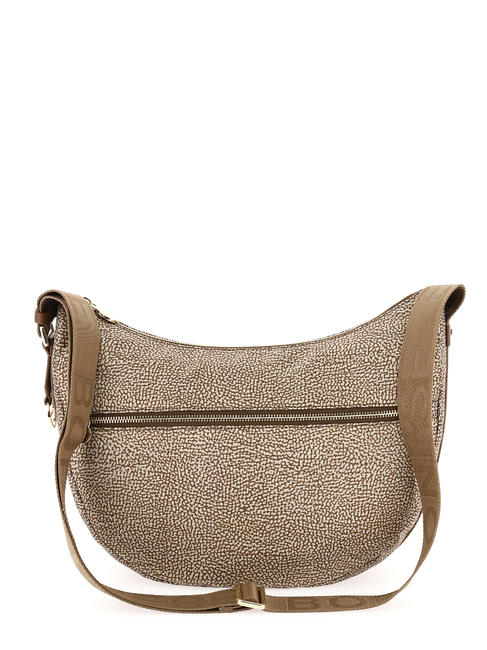 BORBONESE LUNA BAG MIDDLE ECO LINE LUNA Shoulder bag in jet fabric op Beiger sea - Women’s Bags