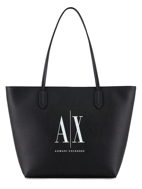 ARMANI EXCHANGE ICON PERIOD Shoulder shopper, logo print BLACK WHITE - Women’s Bags