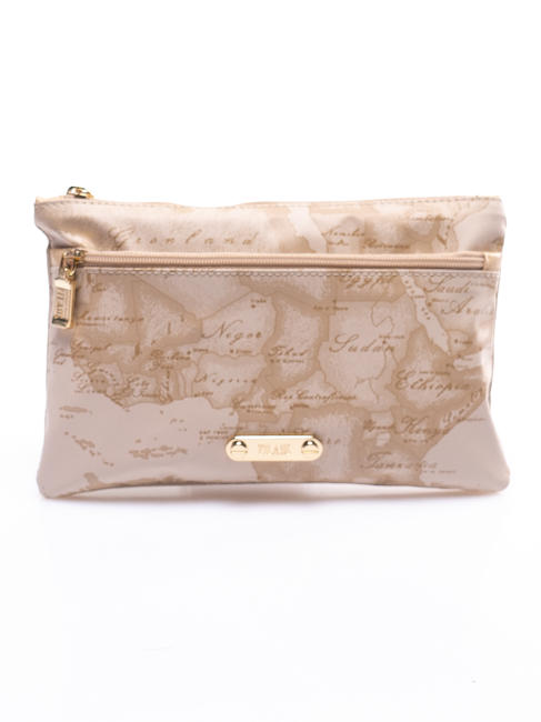 ALVIERO MARTINI PRIMA CLASSE GEO Medium two zip pouch Beige / Metallic Gold - Sachets & Travels Cases