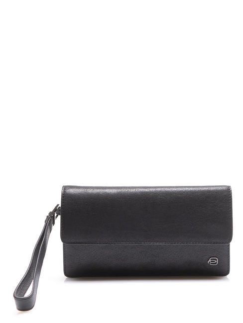 PIQUADRO BLACK SQUARE Clutch bag with cuff, in leather Black - Tablet holder& Organizer