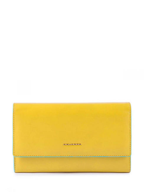 PIQUADRO BLUE SQUARE Clutch wallet in leather YELLOW 5 - Women’s Wallets