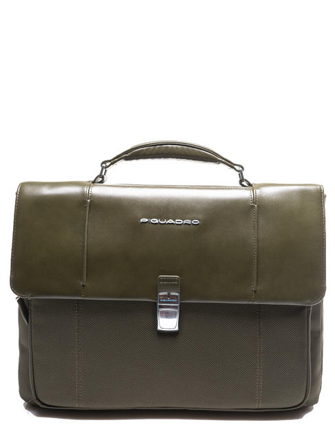 PIQUADRO briefcase LINK 2, 13” PC case, expandable GREEN - Work Briefcases