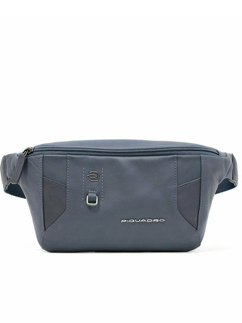 PIQUADRO HAKONE Leather belt bag blue - Hip pouches