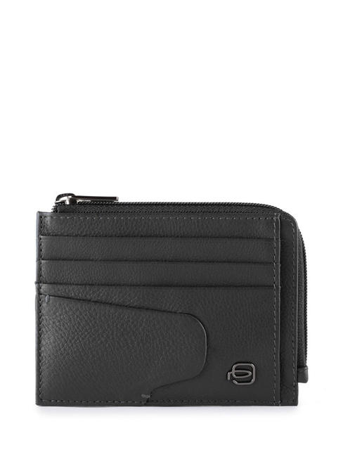 PIQUADRO AKRON Leather wallet with zip Black - Men’s Wallets