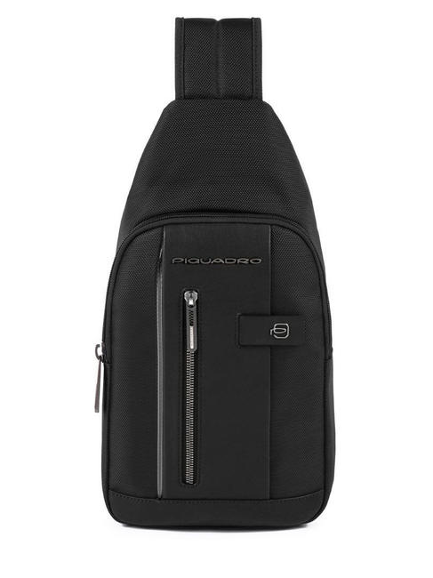 PIQUADRO brief 2 one shoulder in recycled fabric Black - Over-the-shoulder Bags for Men