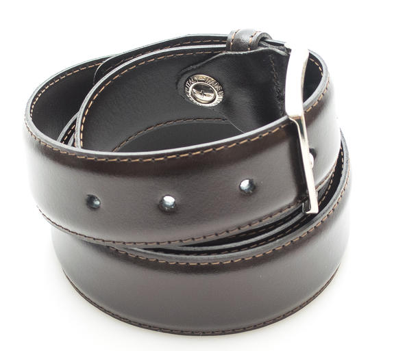 belt CLASSIC, in leather, Made in Italy cocoa - Belts