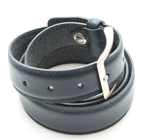 belt CLASSIC, in hammered leather BLUE - Belts