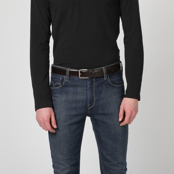 belt CLASSIC, in leather, Made in Italy cocoa - Belts