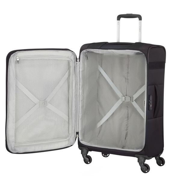 trolley CITYBEAT, ultralight hand luggage, expandable BLACK - Semi-rigid Trolley Cases