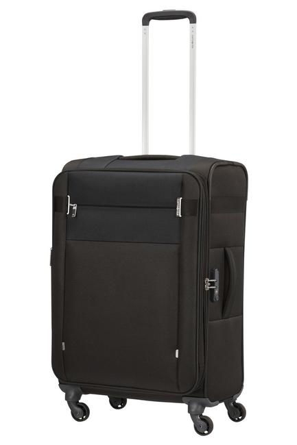 trolley CITYBEAT, ultralight hand luggage, expandable BLACK - Semi-rigid Trolley Cases