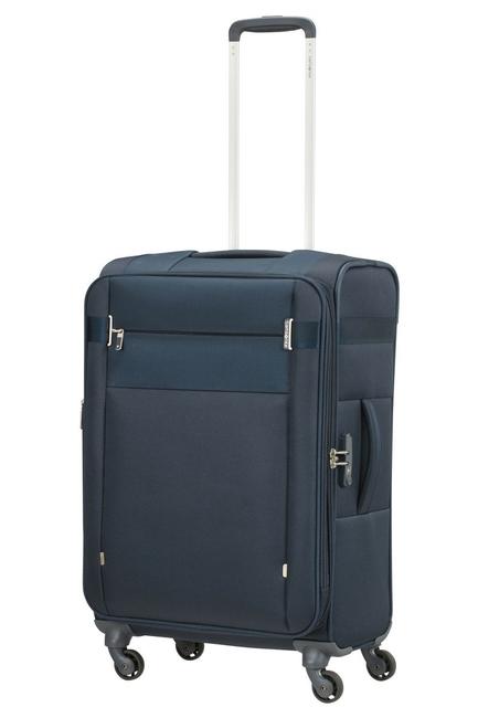 trolley CITYBEAT, ultralight hand luggage, expandable blu navy - Semi-rigid Trolley Cases