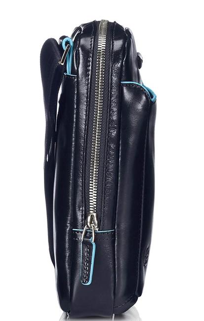 bag BLUE SQUARE, tablet holder, in leather blue - Over-the-shoulder Bags for Men