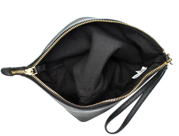  Clutch bag with cuff, in leather BLACK - Women&rsquo;s Bags